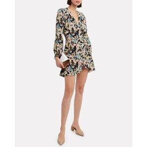 IRO Bloomy Women's Multicolored Floral Mix Printed Wrap Mini Dress Size 36